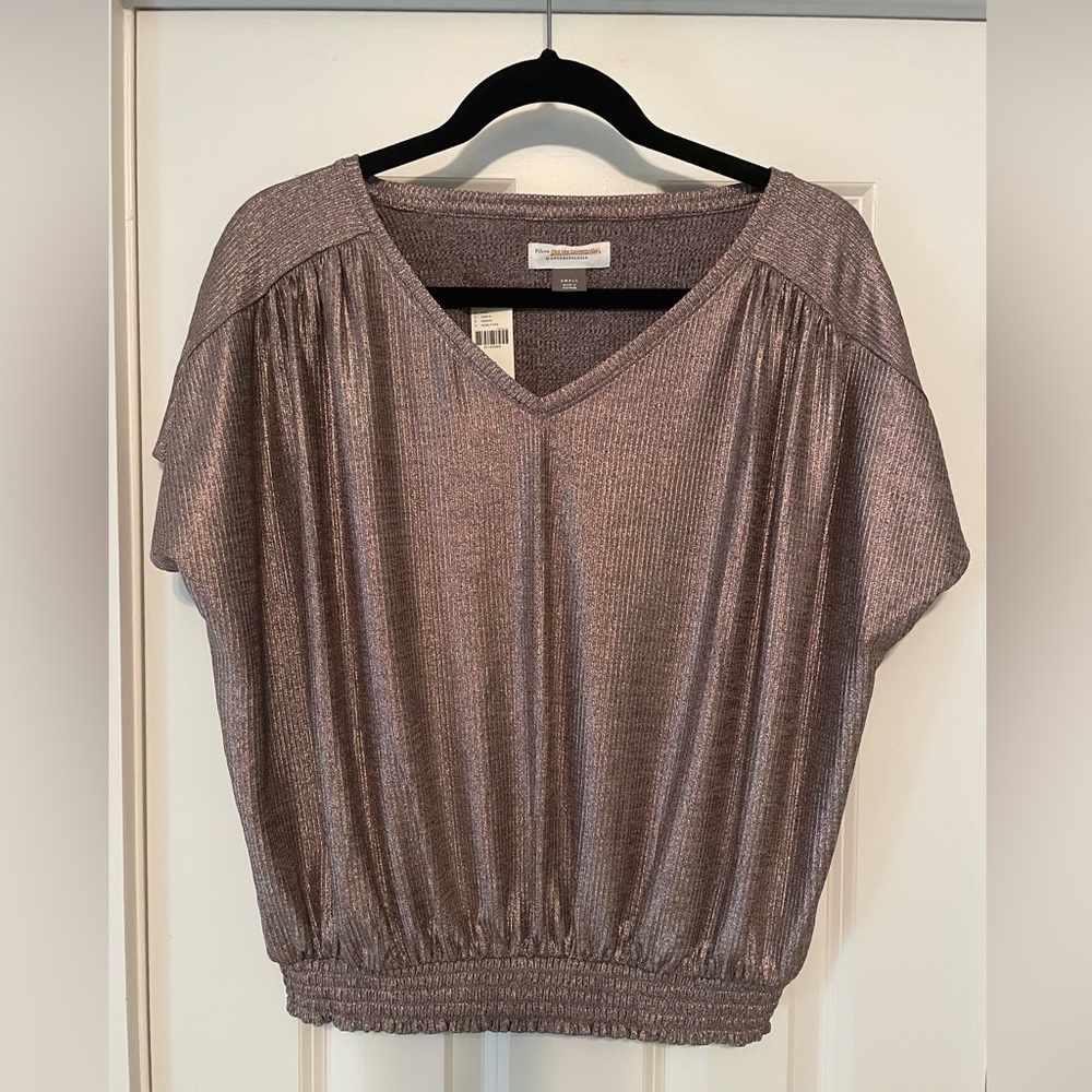 Anthropologie Metallic V-Neck Women's Top Size Small (new)